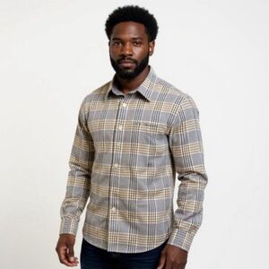 Michael Kors Men's Plaid Shirt in Gray and Tan